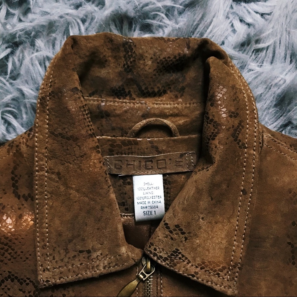 LEATHER/ FAUX SNAKE SKIN JACKET - Picture 2 of 3